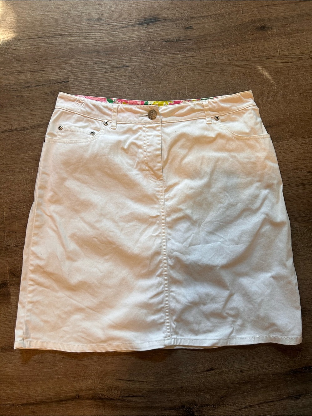 Lilly Pulitzer Skirt Womens Size 4 White Denim A-Line Knee Length Stretch